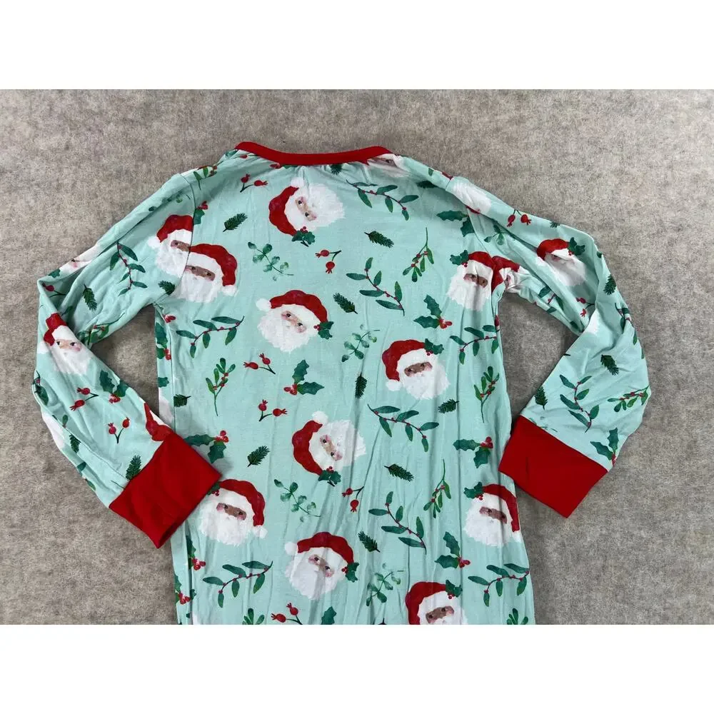 Smocked Sweets Mint Santa Claus Bamboo One Piece Pajama Boys Girls Size 4 NEW